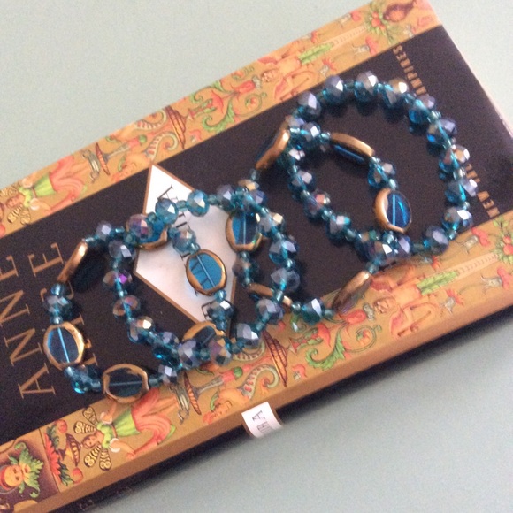 Aurora Borealis & Gold Bead  Stretch Bracelet NWOT - Picture 3 of 8